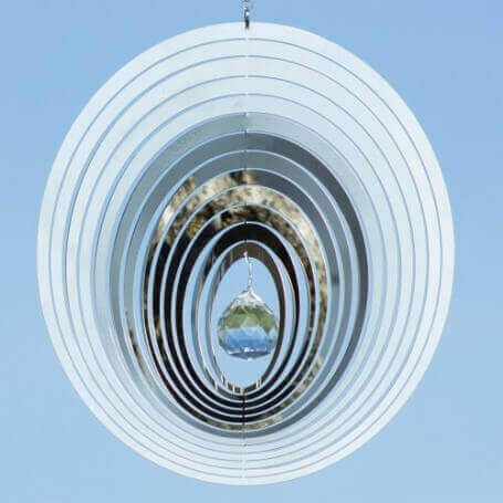 Edelstahlwindspiel Kristall OVAL 20 cm
